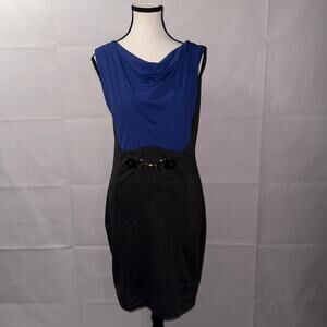 Madame black and blue short sleeve midi dress women’s size large